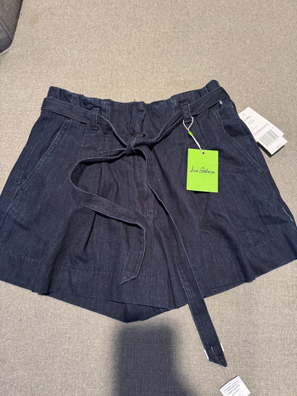 Sam Edelman Dark Jean Trouser Tie-Waist Shorts